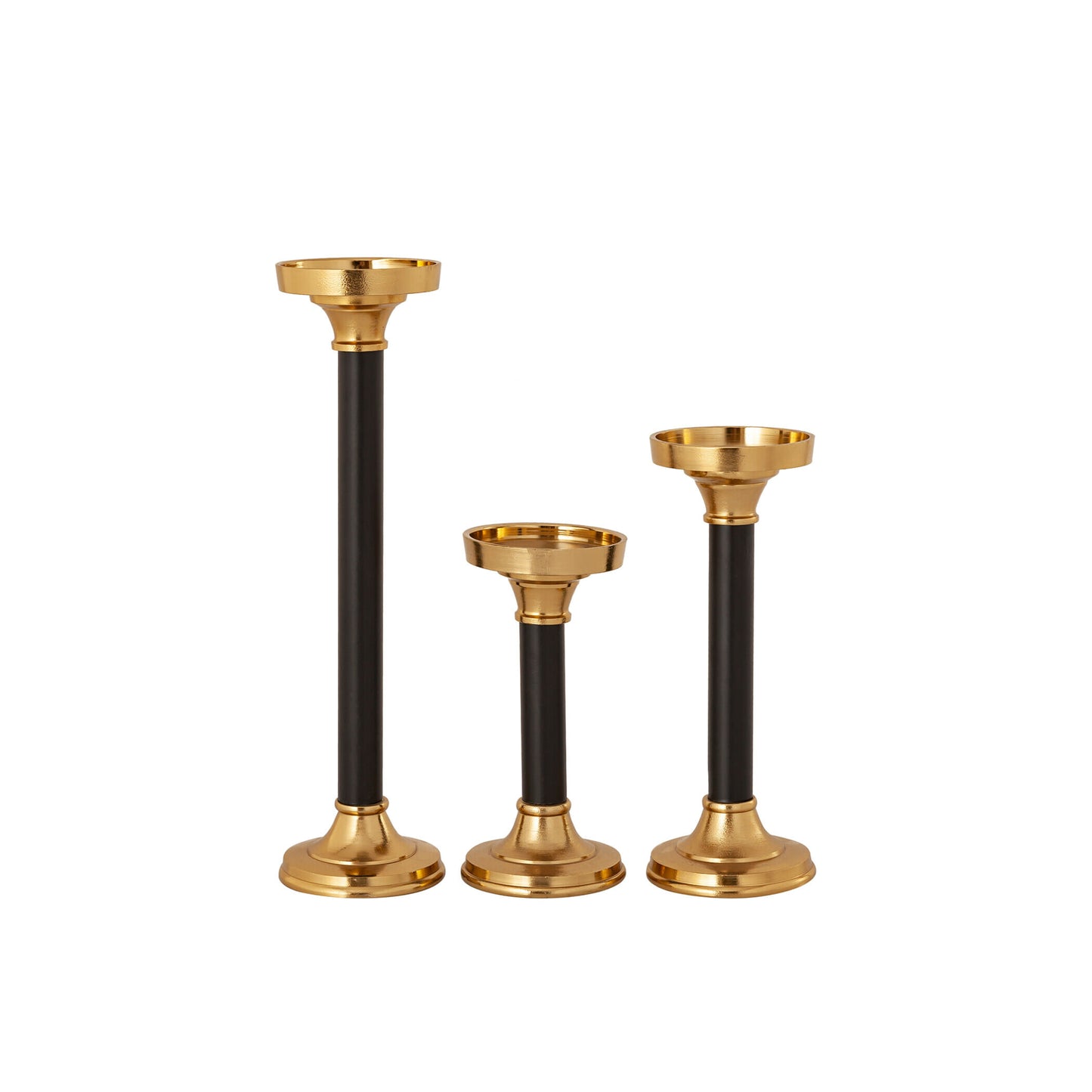 Black & Gold Candle Holders- Set Of 3