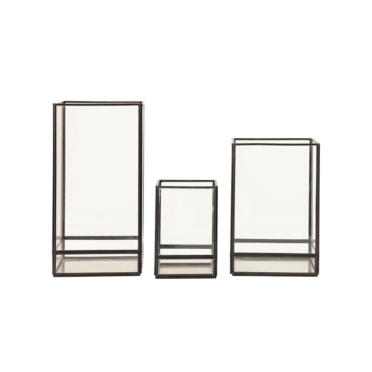 Square Glass Lantern - Set of 3
