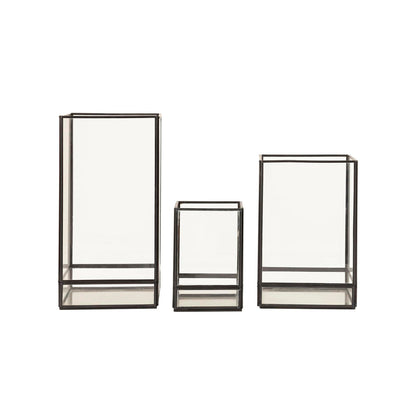 Square Glass Lantern - Set of 3
