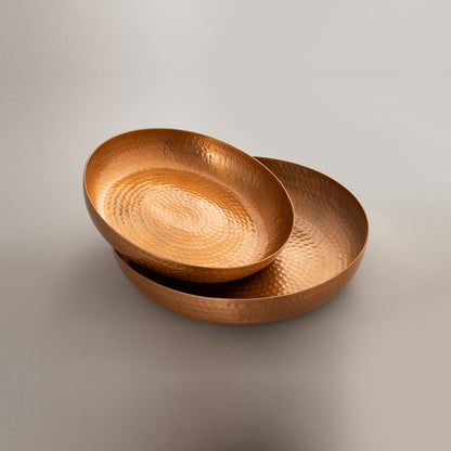 Hammered Round Copper Trays