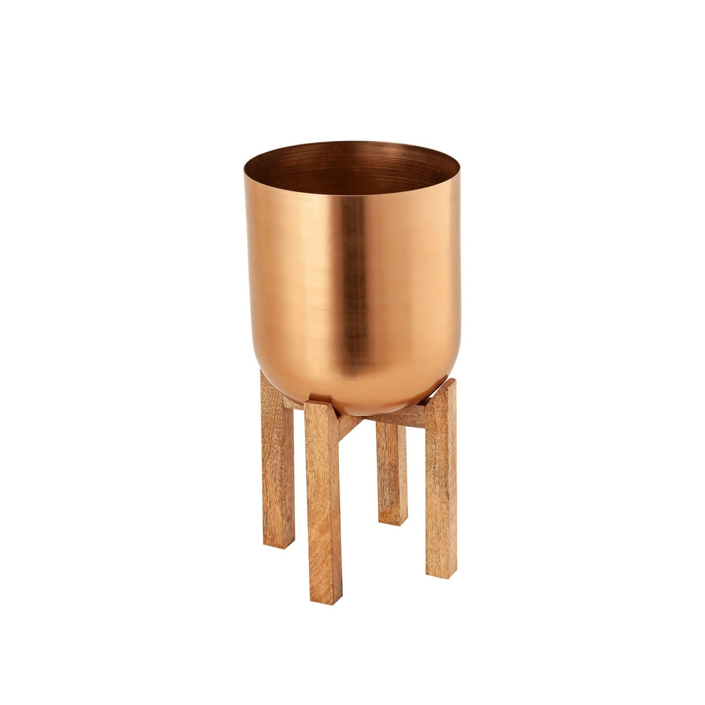 Wood Stand With Copper Planter