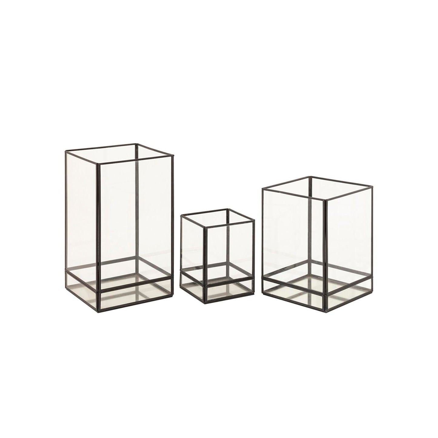 Square Glass Lantern - Set of 3