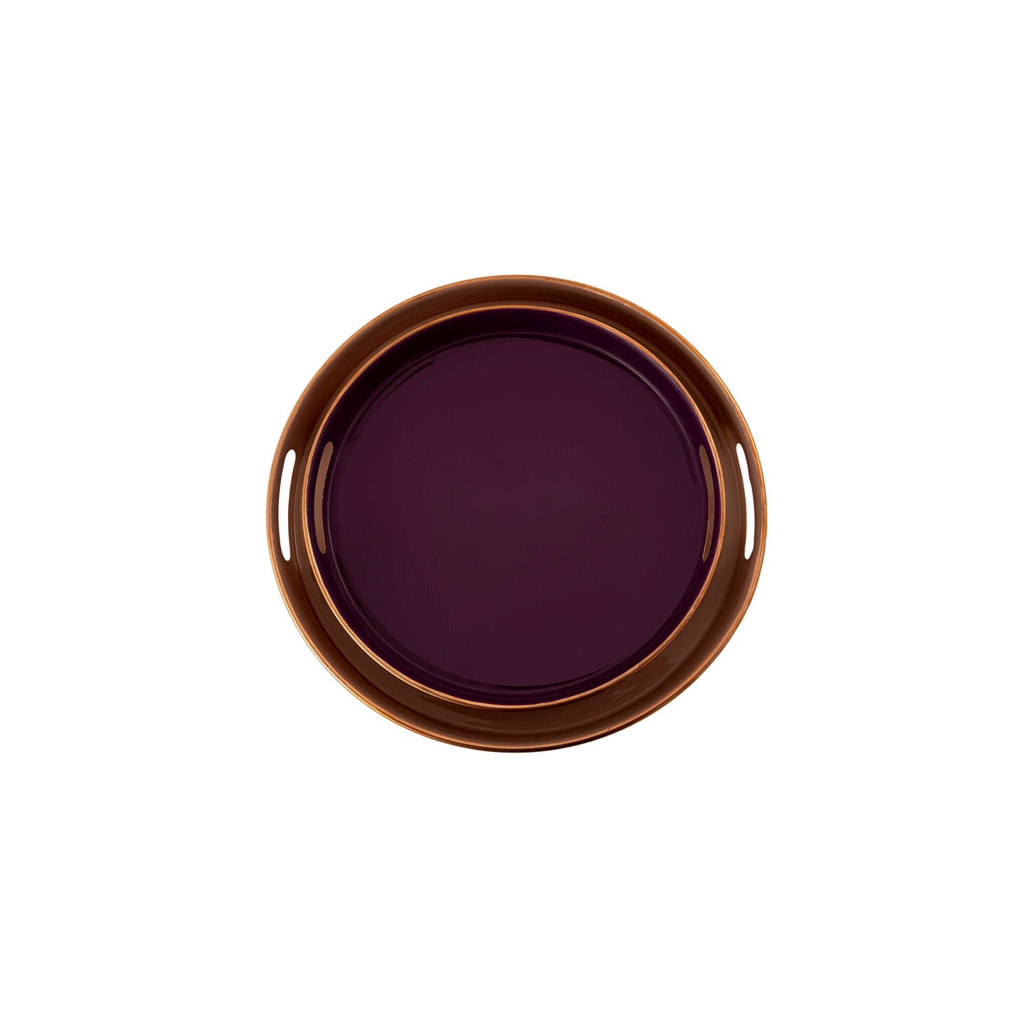 Enamel Round Copperside Tray- Set Of 2