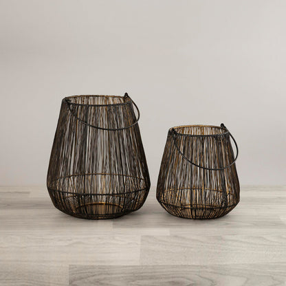 PEAR MESH BLACK METAL LANTERN