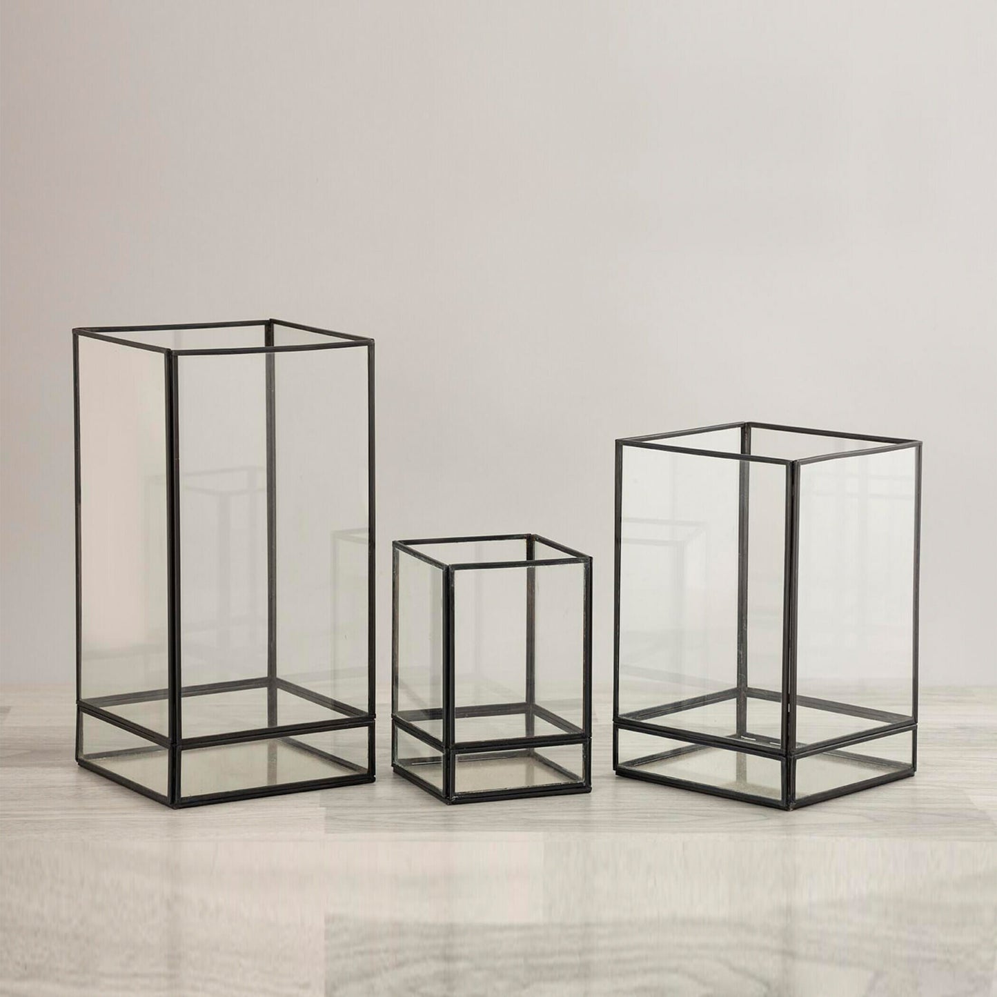 Square Glass Lantern - Set of 3