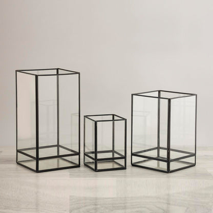 Square Glass Lantern - Set of 3