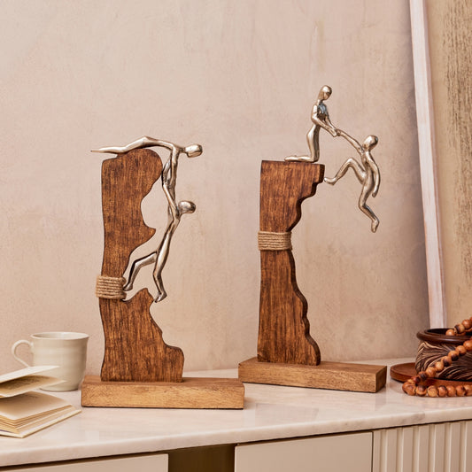 TEAM WORK 2 WOOD METAL DECOR OBJECT