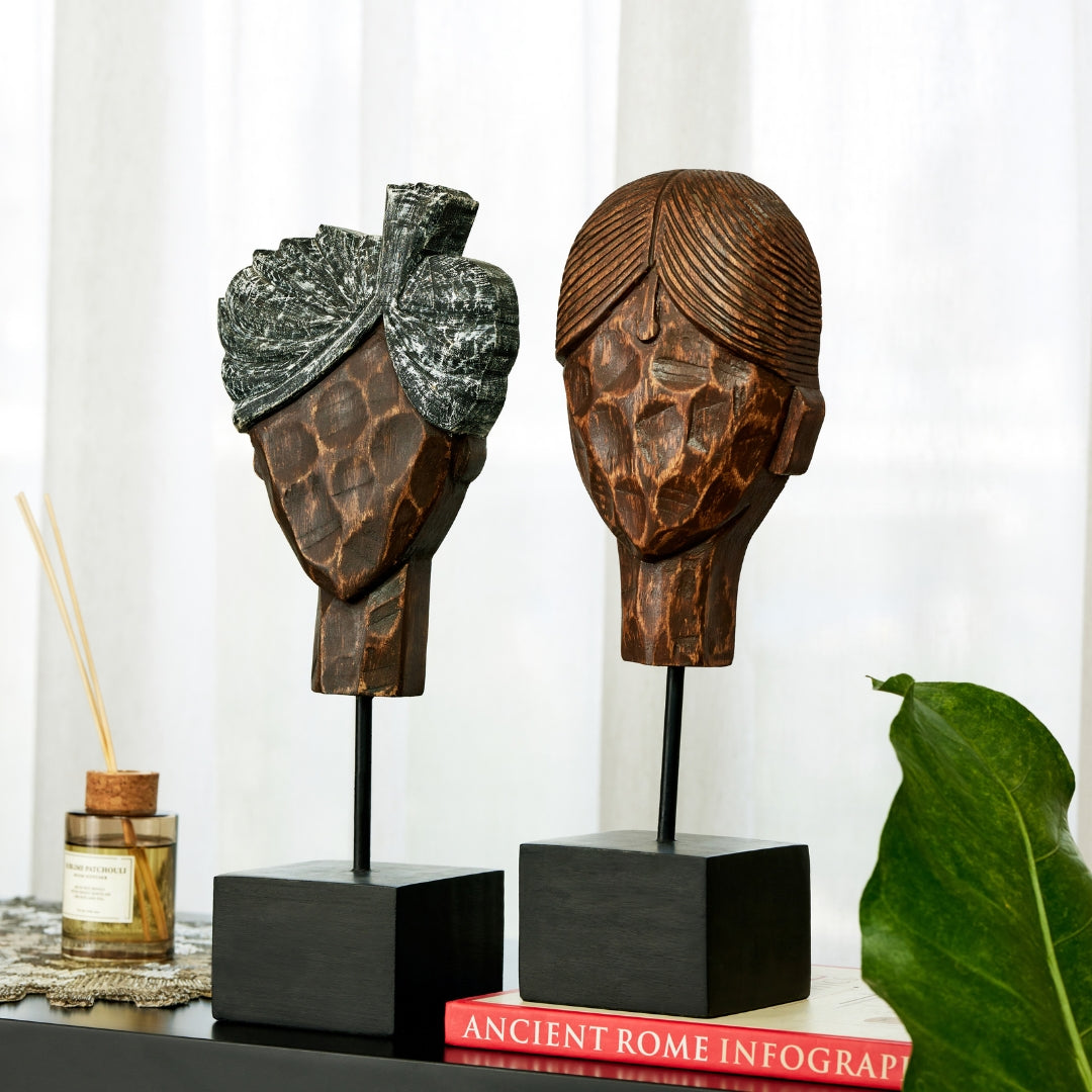 SURPANCH WOODEN ANTIQUE BUST DECOR OBJECT