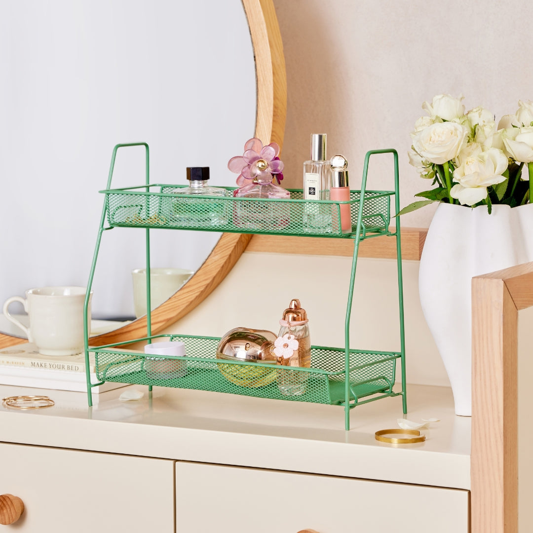 TIDY UP 2 TIER METAL MESH RACK