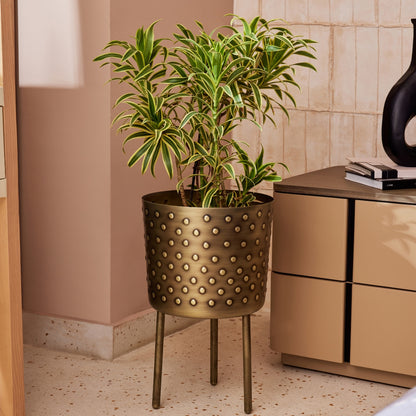 CROCO ANTIQUE IRON METAL PLANTER- SET OF 2