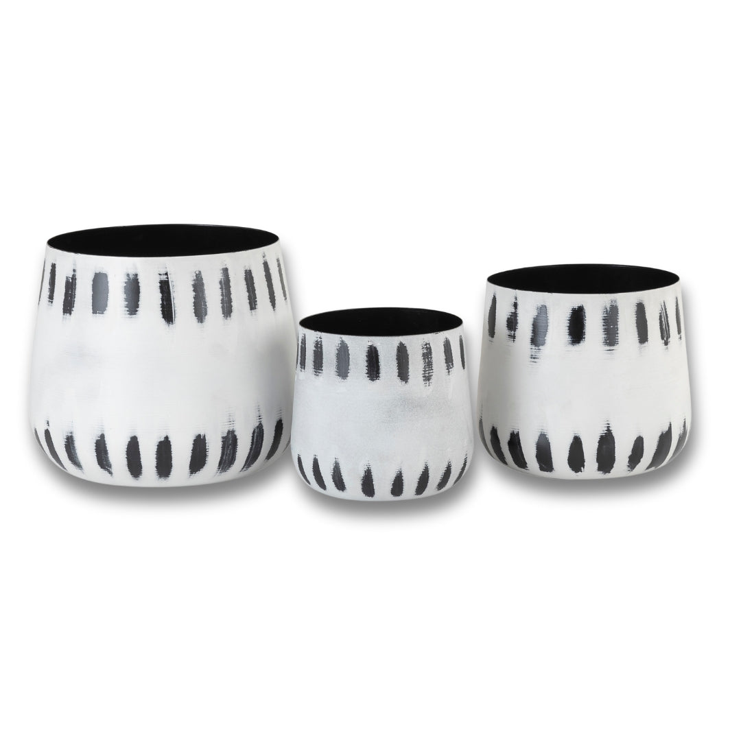 DASH WHITE BLACK METAL PLANTER
