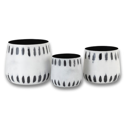 DASH WHITE BLACK METAL PLANTER