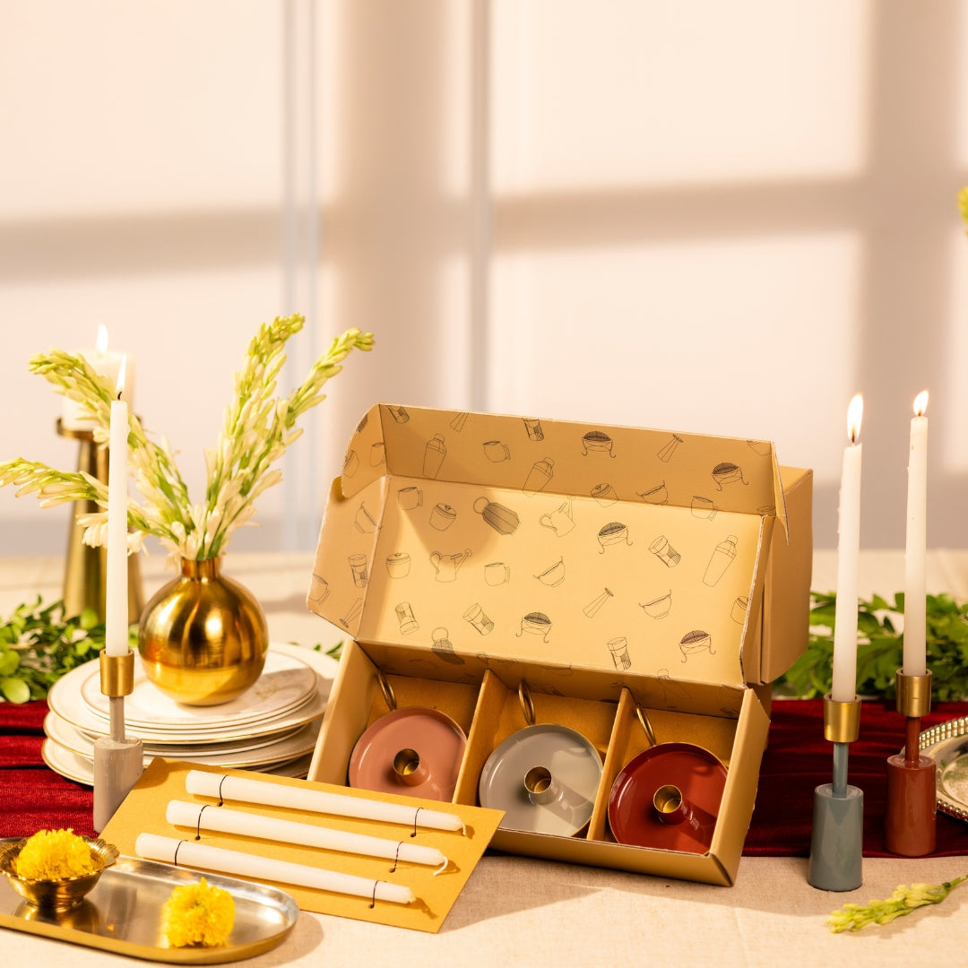 HAND HOLDING CANDLE HOLDER SET OF 3