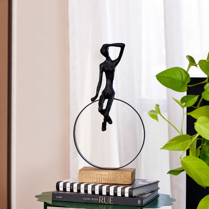 TRAPEZE WOMAN METAL WOOD DECOR OBJECT