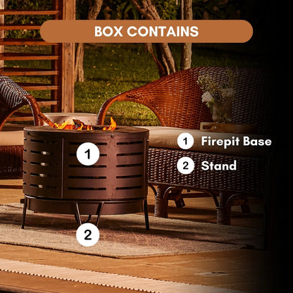 24.5 Inch Black Iron Volley Smoke-less Firepit