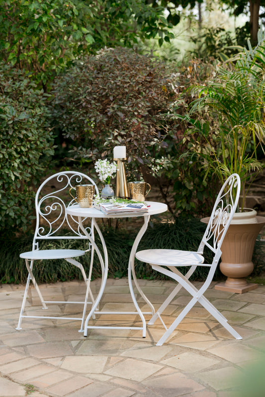 French Cafe Bistro Metal Table & 2 Chair's Set