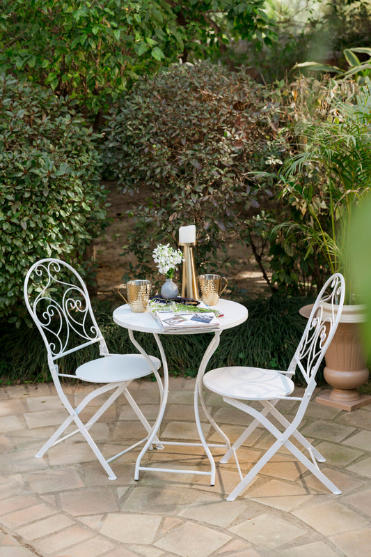 French Cafe Bistro Metal Table & 2 Chair's Set