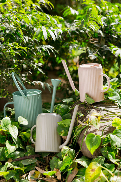 Flutted Metal Warm Grey Watering Can