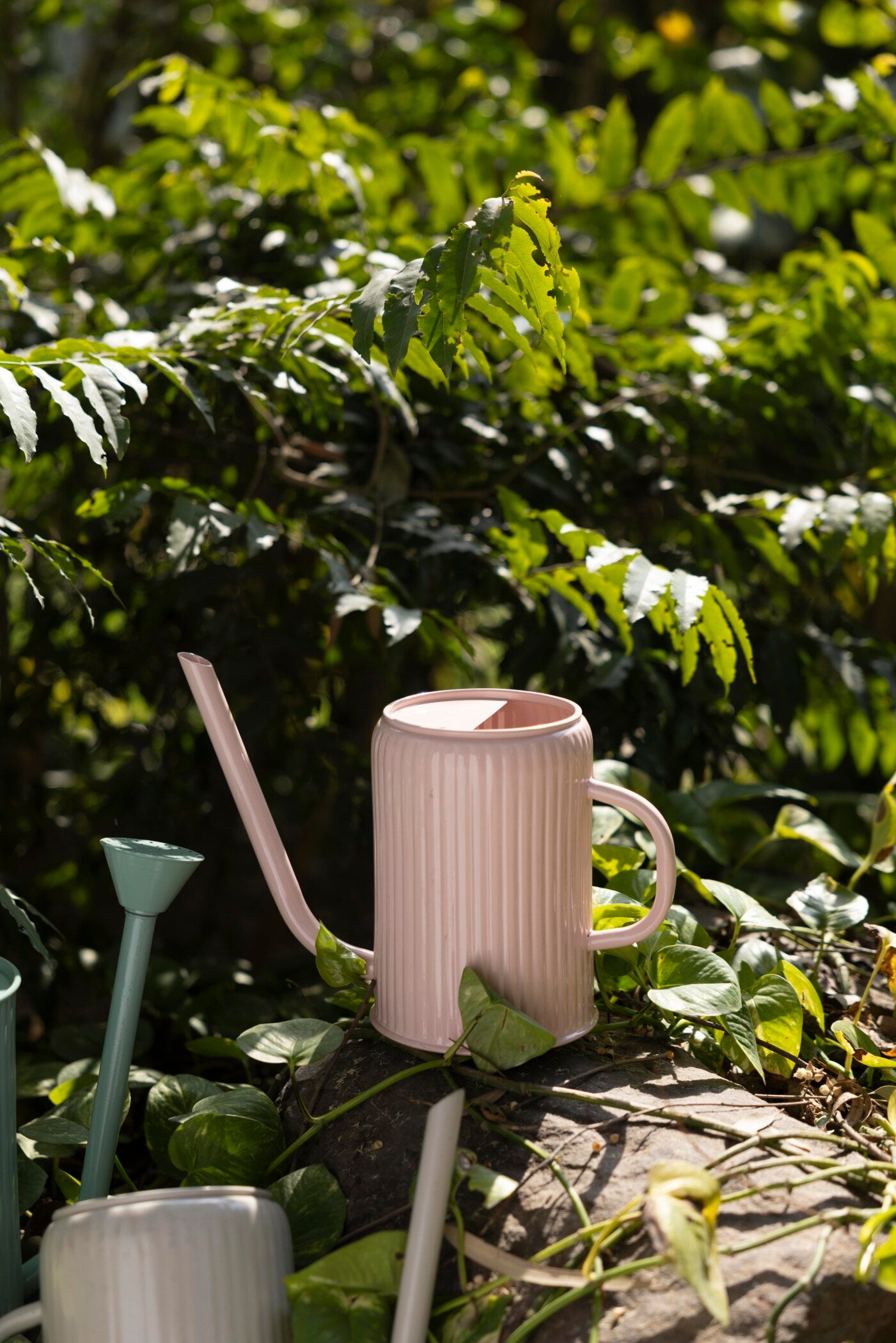 Flutted Metal Warm Grey Watering Can