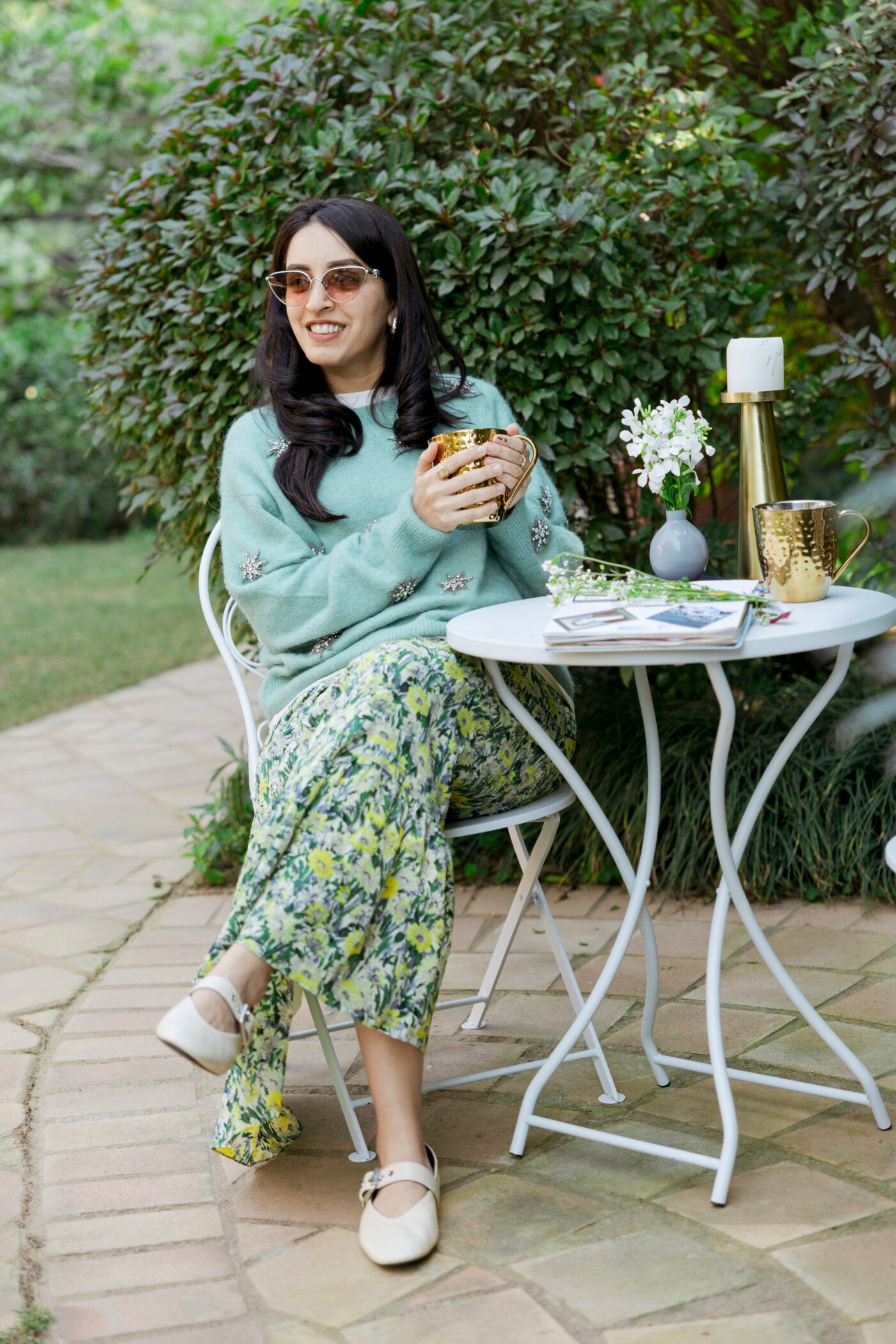 French Cafe Bistro Metal Table & 2 Chair's Set