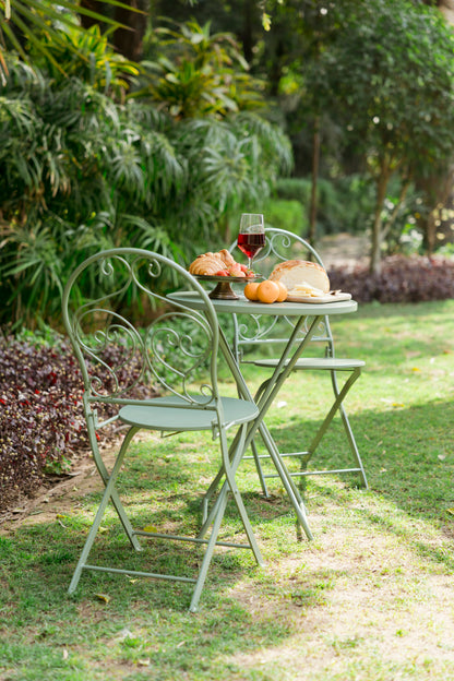 French Cafe Bistro Metal Table & 2 Chair's Set