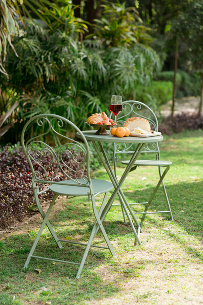 French Cafe Bistro Metal Table & 2 Chair's Set