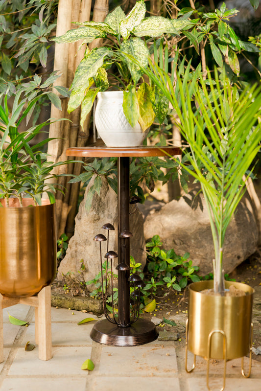 Shroom Metal Antique Accent Table