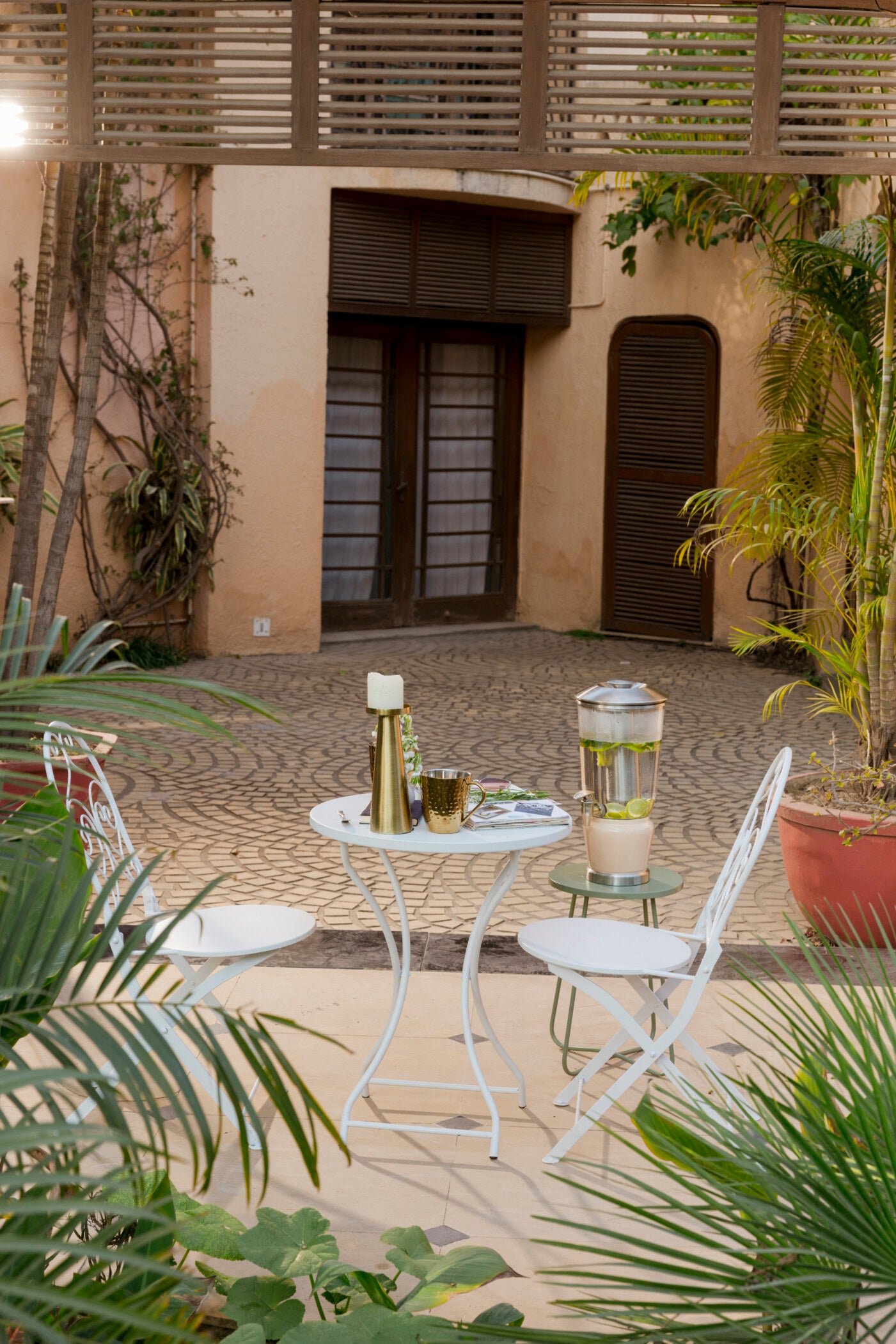 French Cafe Bistro Metal Table & 2 Chair's Set