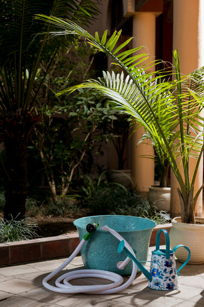 Turquoise Metal Hose Pot