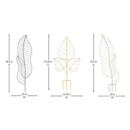 Leaf Metal Plant Supporter - Set of 3