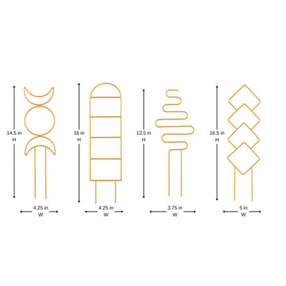 Metal Gold Plant Support - Set of 4