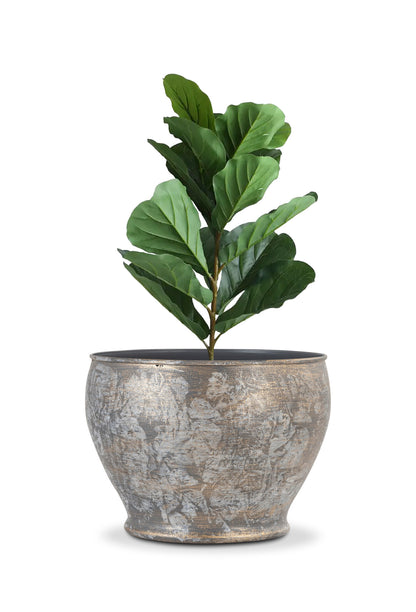 VINTAGE BIG METAL TEXTURE PLANTER- SET OF 2