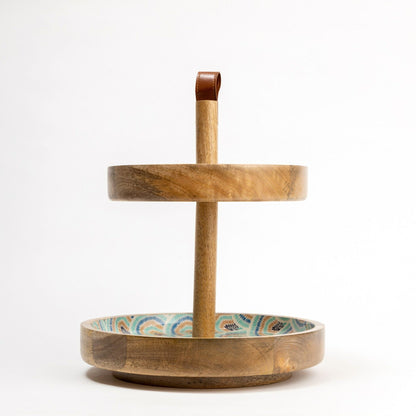 Carra 2-tier Serveware - Indigo Teal