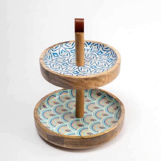 Carra 2-tier Serveware - Indigo Teal