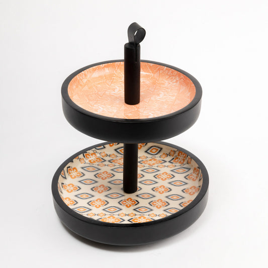 CARRA 2-tier Serving Stand - Coral Black