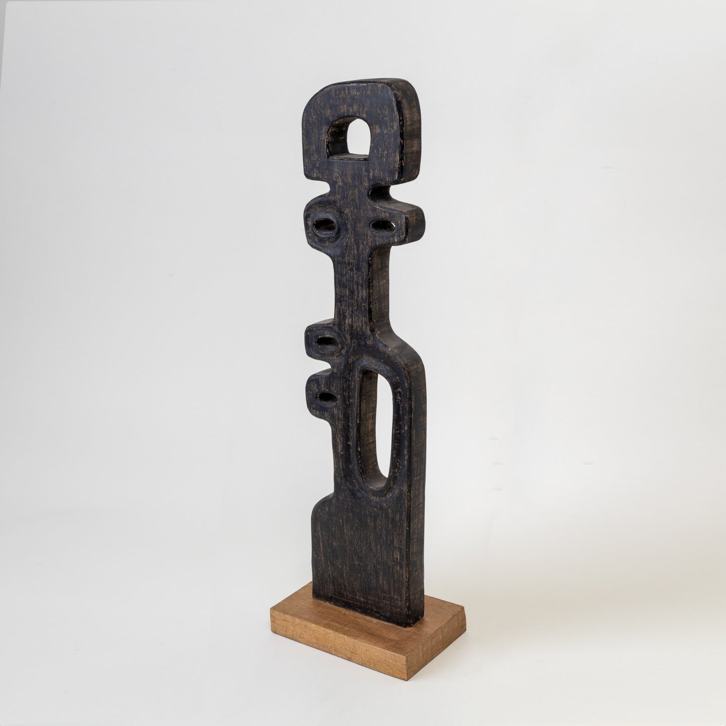 INCA 2 WOODEN BLACK TALL SCULPTURE