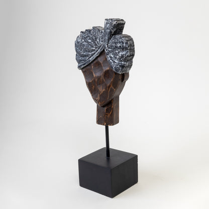 SURPANCH WOODEN ANTIQUE BUST DECOR OBJECT