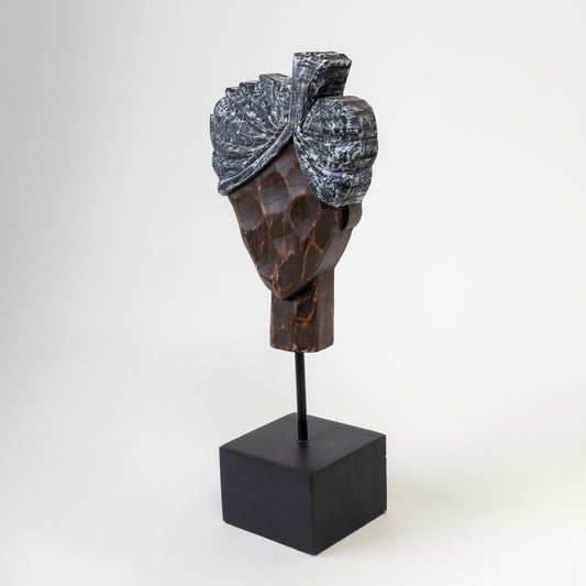 SURPANCH WOODEN ANTIQUE BUST DECOR OBJECT