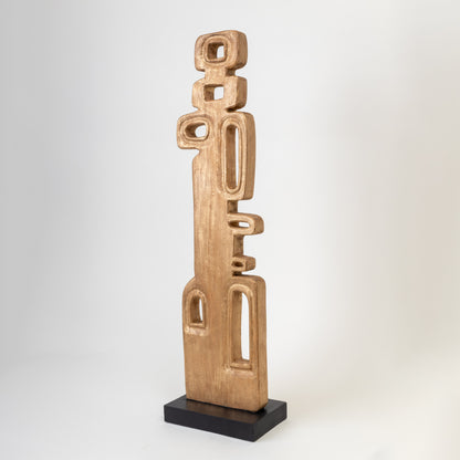 INCA 1 WOODEN GOLD TALL SCULPTURE