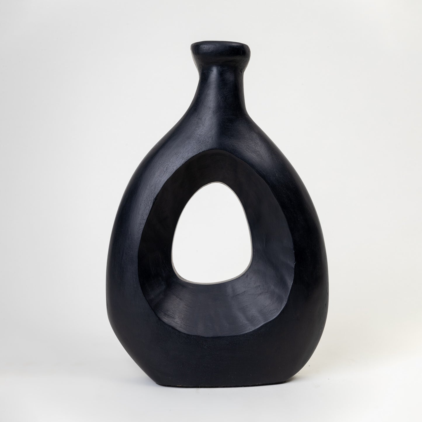 AMPHORA WOODEN BLACK SMALL VASE