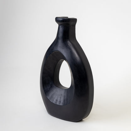 AMPHORA WOODEN BLACK SMALL VASE
