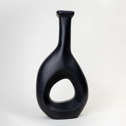 AMPHORA WOODEN BLACK TALL VASE