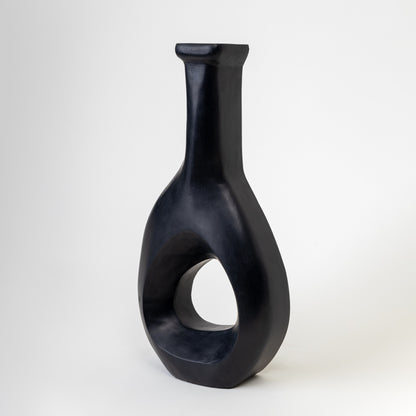 AMPHORA WOODEN BLACK TALL VASE