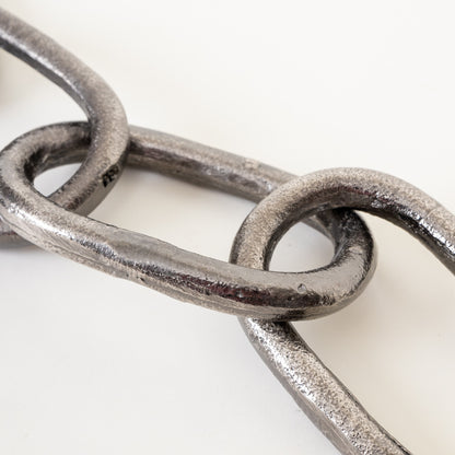 Oblong Links Antique Grey Metal Decor Object