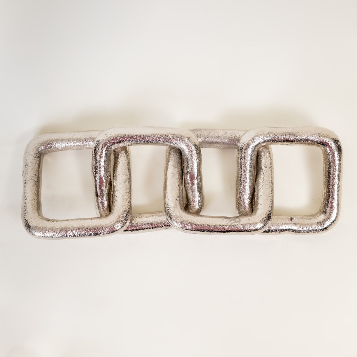 Soft Square Links Silver Metal Decor Object