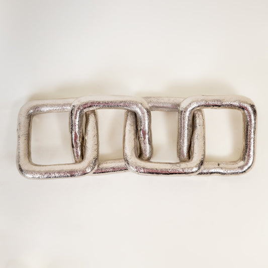 Soft Square Links Silver Metal Decor Object