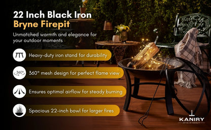 22 Inch Black Iron Bryne Firepit