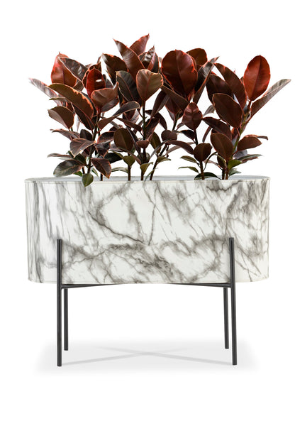 CARERRA WHITE BLACK METAL PLANTER