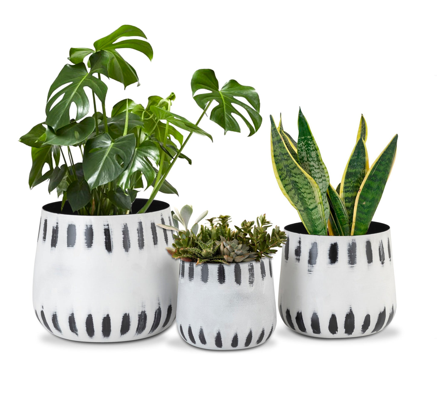 DASH WHITE BLACK METAL PLANTER