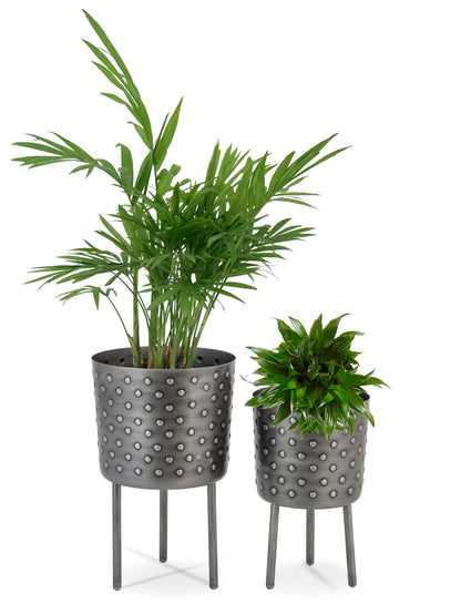 CROCO ANTIQUE IRON METAL PLANTER- SET OF 2